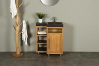 BadkamerExclusief Teak badkamermeubel Kerinci 75 cm hardsteen deur rechts