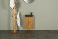 BadkamerExclusief Hangend fonteinmeubel hout 38 cm hardsteen Manuk