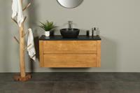 BadkamerExclusief Houten badkamermeubel 120 cm basalt blad Batur