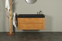 BadkamerExclusief Teak wastafelmeubel 120 cm Ambang basalt zk