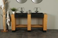 BadkamerExclusief Badmeubel teak Galunggung double 168 cm terrazzo 2k