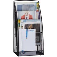 Magazinständer Metall, groß, 4 Fächer, Zeitungsständer, modern, Büro, Wartebereich, HBT 60x30x22 cm, schwarz