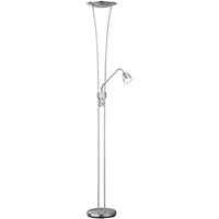 BES LED Led Vloerlamp - Trion Azorina - 20w + 5w - Warm Wit 3000k - 2-lichts - Dimbaar - Rond at Nikkel - Aluminium