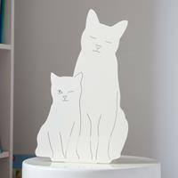 Goodnight light Decoupage Lamp Kitties - Ivory