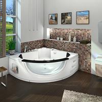 ACQUAVAPORE Whirlpool Pool Badewanne Eckwanne Wanne W06R-SC 152x152cm mit Radio+Farblicht, aktive Schlauch-Reinigung