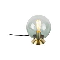 QAZQA Art Deco Tischlampe Messing mit grünem Glas - Pallon