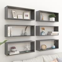 VIDAXL Würfelregale 6 Stk. Hochglanz-Grau 60x15x23 cm Spanplatte