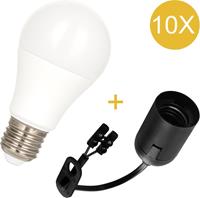 BES LED Verhuisfitting Set 10 Stuks - E27 Fitting - 10W - Natuurlijk Wit 4200K - Zwart