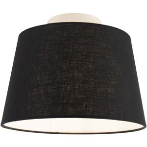QAZQA Deckenleuchte mit Leinenschirm schwarz 25 cm - Combi weiß
