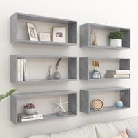 vidaxl Wandschappen kubus 6 st 60x15x23 cm spaanplaat betongrijs