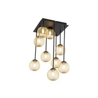 QAZQA Art Deco Deckenleuchte schwarz mit goldenen 9 Lichtern - Athens Wire