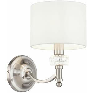 MAYTONI DECORATIVE LIGHTING Neoklassische Wandleuchte aus Metall nickelfürben mit Glas, Stoffschirm weiß, excl. 1 X E14 40W