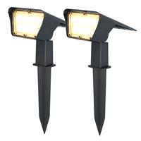 HOFTRONIC™ 2x Odessa LED Solar Tuinspot 3000K warm wit IP65 Spatwaterdicht Prikspot Grondspot