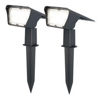 HOFTRONIC™ 2x Odessa LED Solar Tuinspot 6000K daglicht wit IP65 Spatwaterdicht Prikspot Grondspot