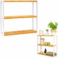 Dunedesign Bambus Wandregal - 60x54x15cm - Bad Küche Hängeregal Holz - Badregal Küchenregal