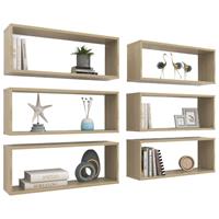 vidaXL Wandschappen kubus 6 st 60x15x23 cm spaanplaat sonoma eiken