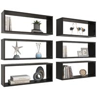 Vidaxl - Würfelregale 6 Stk. Hochglanz-Schwarz 60x15x23 cm Spanplatte