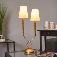Mantra Tafellamp Paola m 2 lampjes goud m textiel lampenk