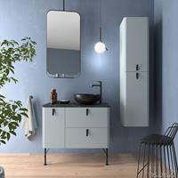 Muebles Unique badmeubel 90cm links fog blauw met zwarte grepen