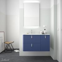 Muebles Unique badmeubel 90cm rechts azul blauw met chromen grepen