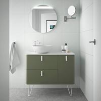 Muebles Unique badmeubel 90cm rechts bosque groen met waskom en witte grepen