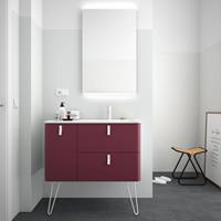 Muebles Unique badmeubel 90cm links granate rood met witte grepen