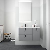 Muebles Unique badmeubel 90cm rechts humo grijs met zwarte grepen
