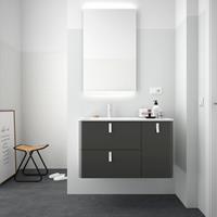 Muebles Unique badmeubel 90cm rechts antraciet met witte grepen