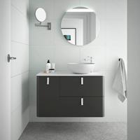 Muebles Unique badmeubel 90cm links antraciet met waskom en witte grepen