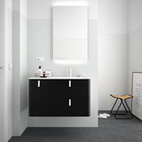 Muebles Unique badmeubel 90cm links mat zwart met witte grepen
