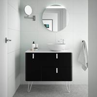 Muebles Unique badmeubel 90cm links mat zwart met waskom en witte grepen
