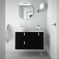 Muebles Unique badmeubel 90cm rechts mat zwart met waskom en witte grepen