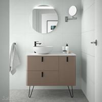 Muebles Unique badmeubel 90cm rechts mokka bruin met waskom en zwarte grepen