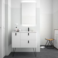 Muebles Unique badmeubel 90cm links mat wit met zwarte grepen