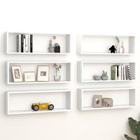 vidaXL Wandschappen kubus 6 st 80x15x26,5 cm bewerkt hout wit