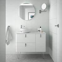Muebles Unique badmeubel 90cm rechts mat wit met waskom en chromen grepen