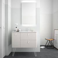 Muebles Unique badmeubel 90cm links nata beige met witte grepen