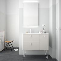 Muebles Unique badmeubel 90cm rechts nata beige met witte grepen