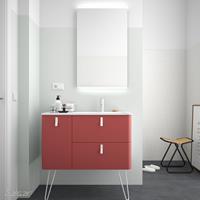 Muebles Unique badmeubel 90cm links rojo rood met witte grepen