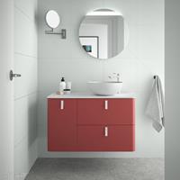 Muebles Unique badmeubel 90cm links rojo rood met waskom en witte grepen
