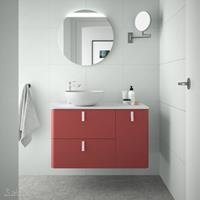 Muebles Unique badmeubel 90cm rechts rojo rood met waskom en witte grepen