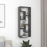 vidaXL Wandschap 36x16x90 cm spaanplaat hoogglans grijs