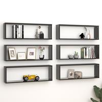 vidaXL Würfelregale 6 Stk. Hochglanz-Schwarz 80x15x26,5 cm Spanplatte 