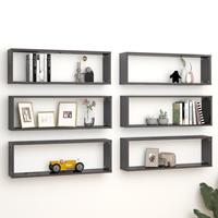 vidaXL Würfelregale 6 Stk. Hochglanz-Grau 80x15x26,5 cm Spanplatte 