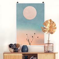 Klebefieber Poster Tiere Vögel vor rosa Sonne II