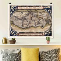 Klebefieber Poster Historische Weltkarte Typus Orbis Terrarum