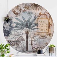 Klebefieber Runde Tapete selbstklebend Vintage Collage Landkarte Afrika