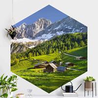Klebefieber Hexagon Fototapete selbstklebend Steiermark Almwiese