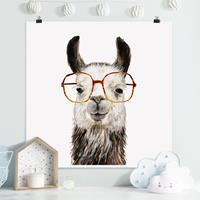 Klebefieber Poster Hippes Lama mit Brille IV