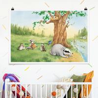 Klebefieber Poster Wassili Waschbär - Sibelius plant den Fahrstuhlbau
